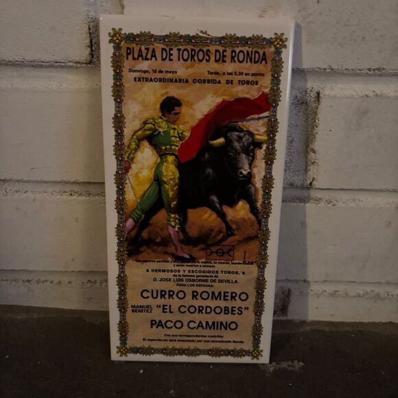 Plaza de Toros de Ronda Spanish bull print trivet tray wall art hanging tile - Picture 1 of 4